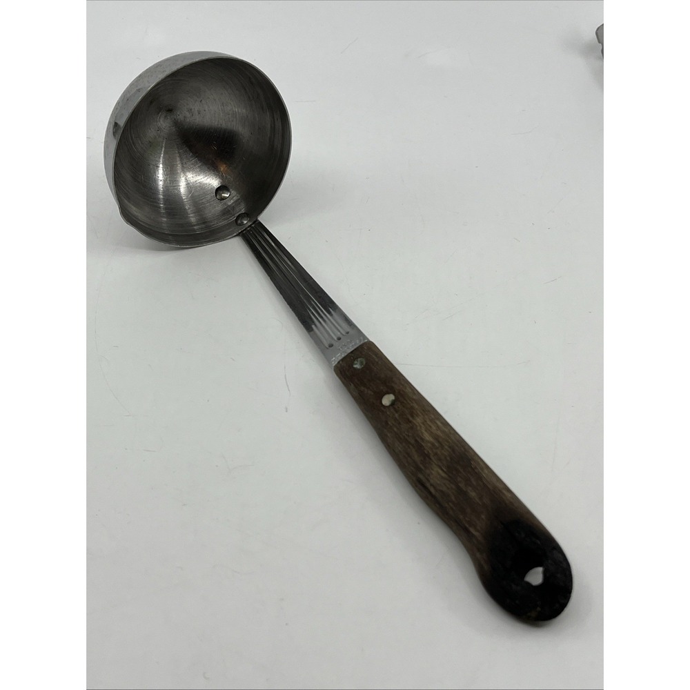 Vintage Imperial Stainless Veri-Sharp Wood Handle Ladle 9" Long Burnt End